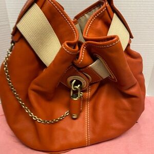 Francisco Biaisa Orange Leather Bucket Bag